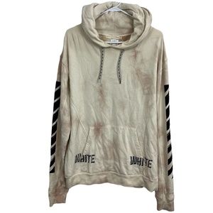 OFF WHITE VIRGIL ABLOH Tie Dye Hoodie Pullover Sweatshirt Cream & Black sz M